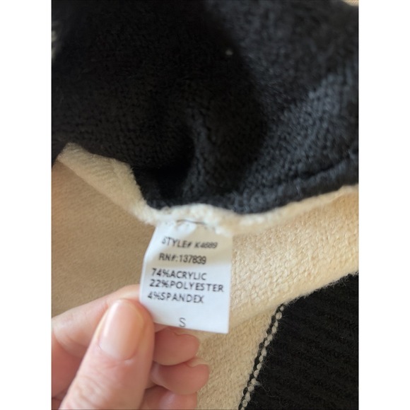 Anthropologie Luna Ivy Color Block Black Cream Cardigan Size Small - Picture 4 of 7